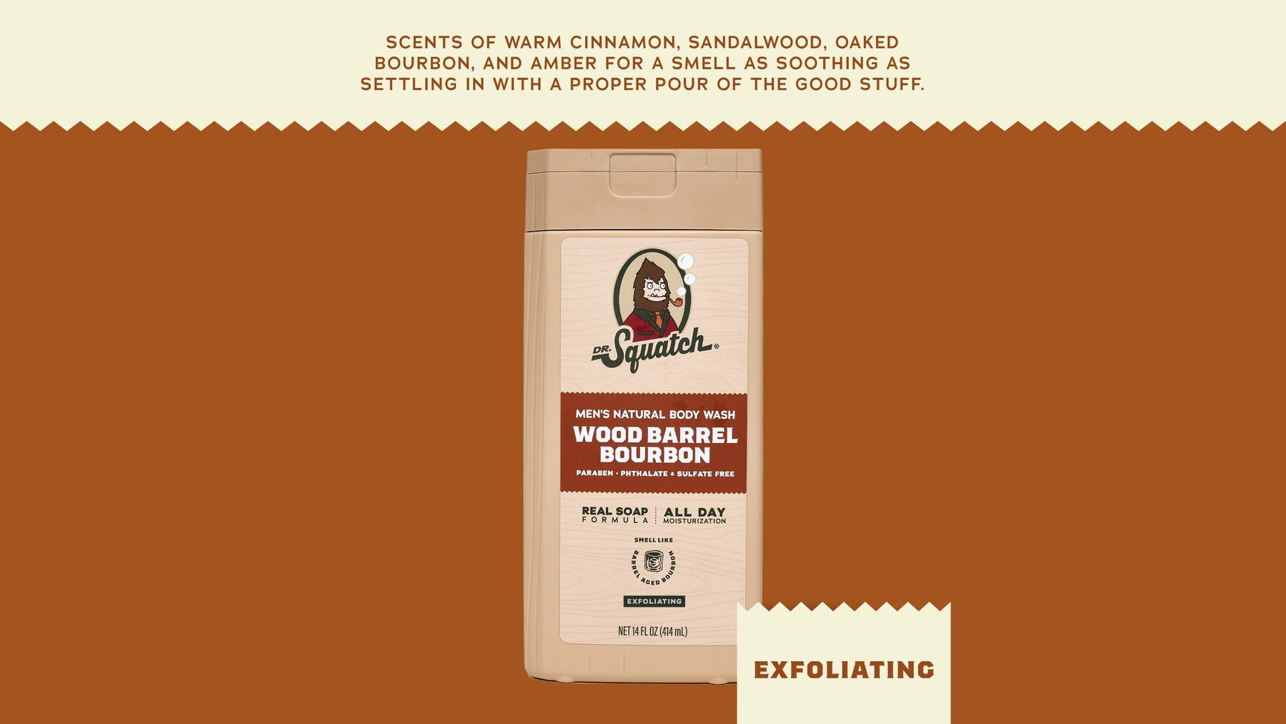 14 oz Wood Barrel Bourbon Exfoliating Body Wash - Rich Clean