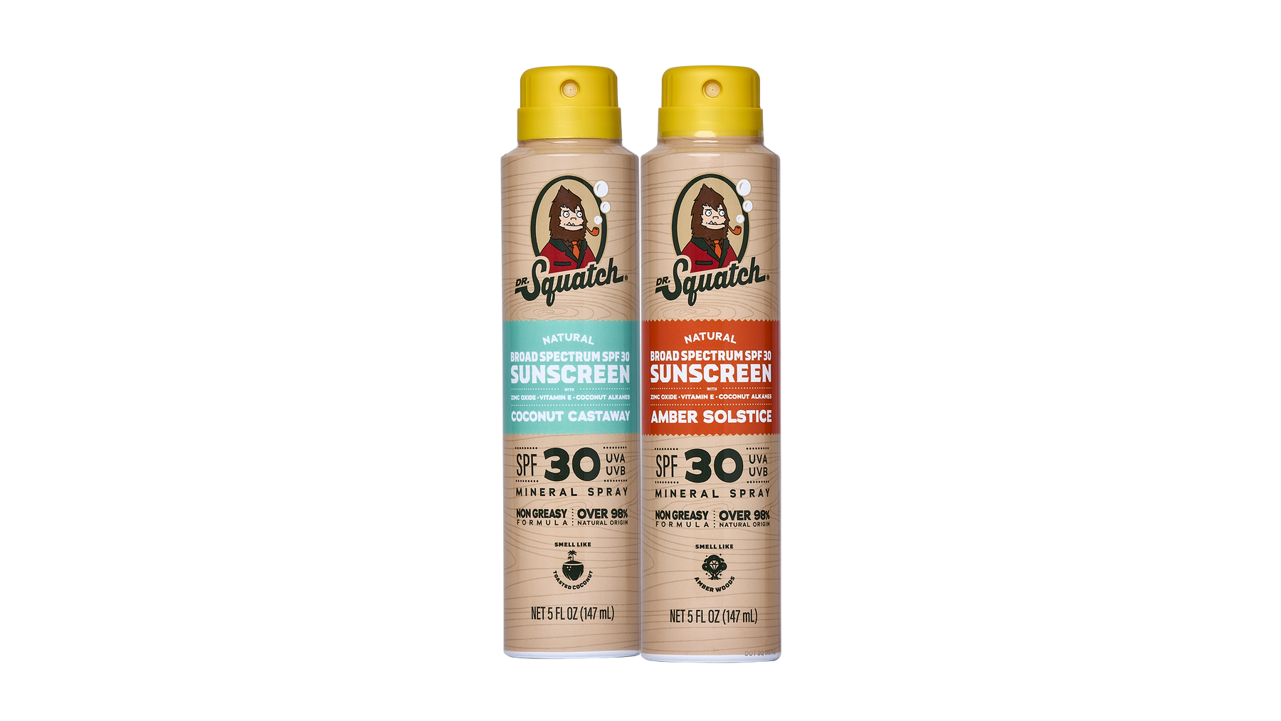 Dr. Squatch Spray Sunscreen 2-Pack | SPF 30 UVA/UVB Protection | Non-Greasy Mineral Sunscreen for Men - Sunny Cover